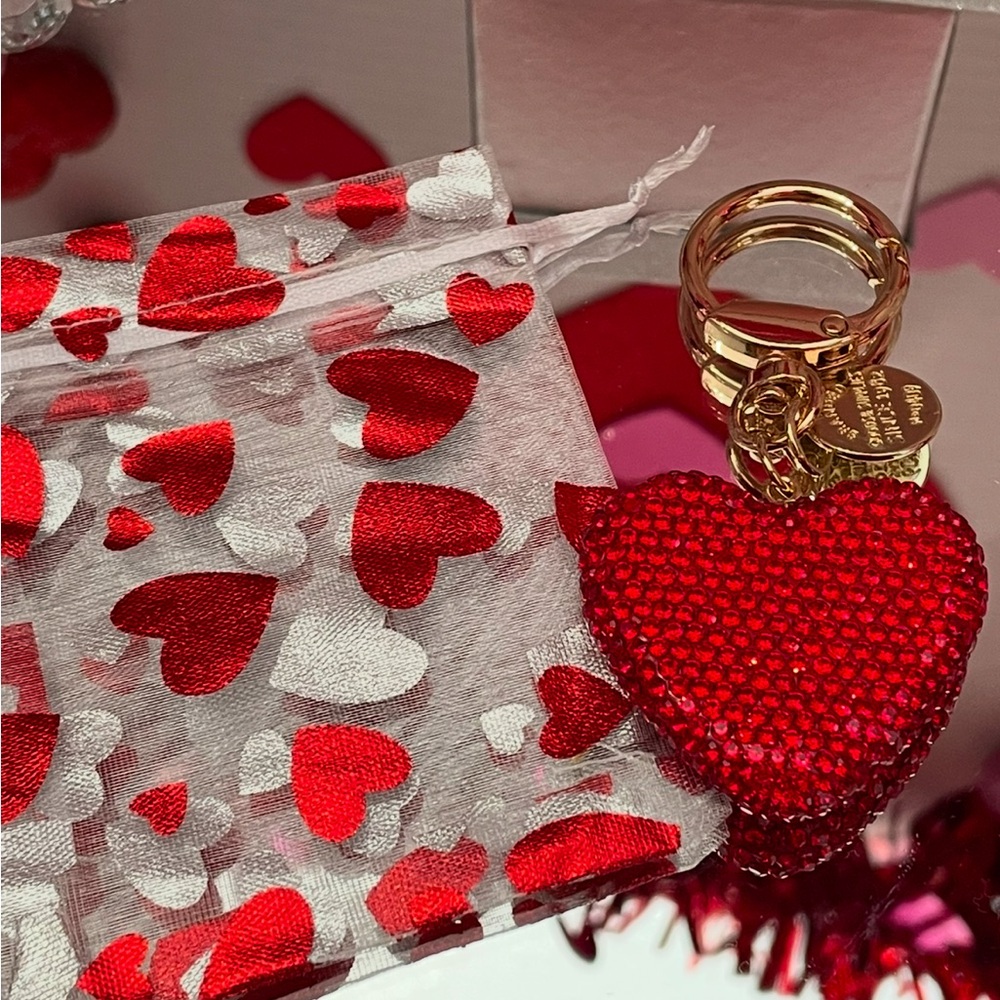 NEW RED CRYSTAL HEART KEYCHAIN BAG CHARM - Picture 2 of 2